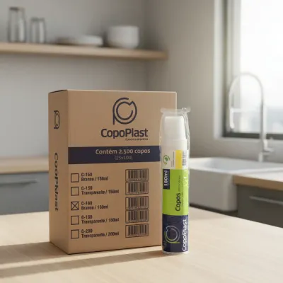 Copo descartável PP 180ml transparente